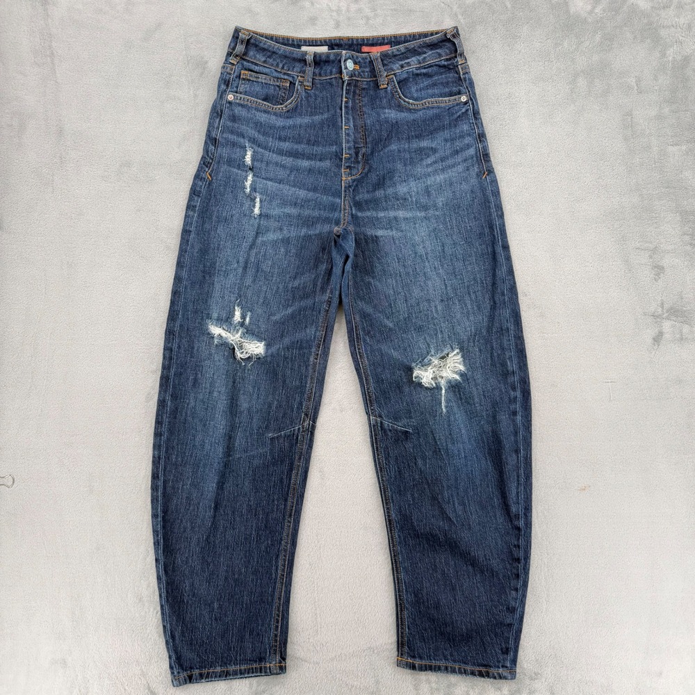 Anthropologie‎ Pilcro Women's the Bow Boyfriend Barrel Jeans Dark Wash Size 27